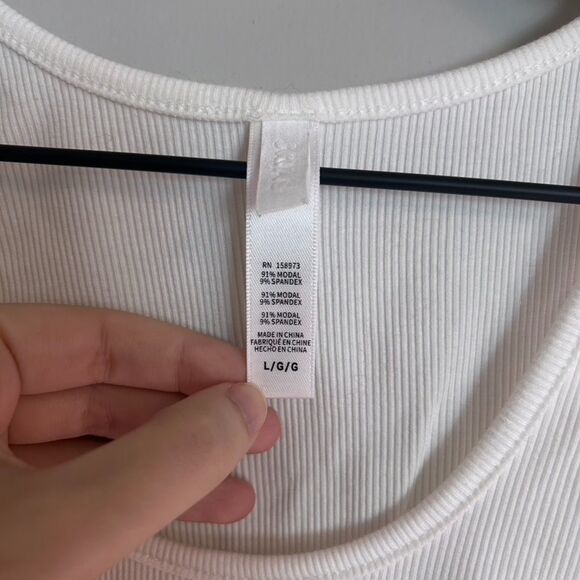 Skims White Cropped Ribbed Tank - Picture 2 of 8